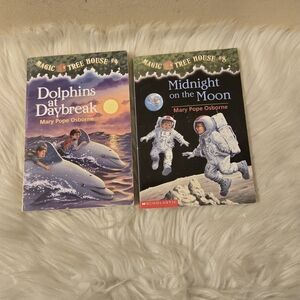 Scholastic Magic Tree House Books -Includes 'Dolphins at Daybreak' and 'Midnight